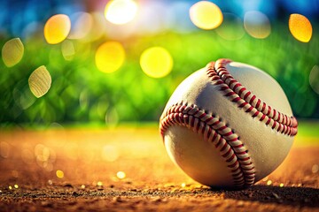 Fototapeta premium High-resolution close-up of a game-worn leather baseball, showcasing its textured surface and rich detail.