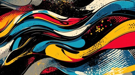 Abstract comic backdrop with energy waves and primary color elements