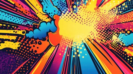 Fototapeta premium Comic book-style wallpaper with bold energetic lines and halftone gradients