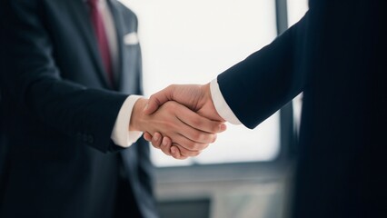 two businessmen shaking hands in the office
