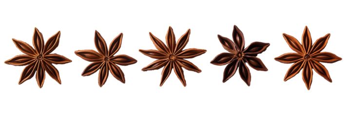 Star anise collection cut out, kept on white or transparent background