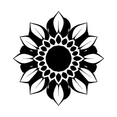 Black and white floral vector, the image consists of an elegant, symmetrical mandala.