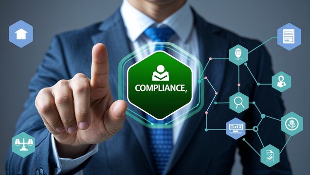 "Compliance Concept with Businessman Touching Virtual Interface