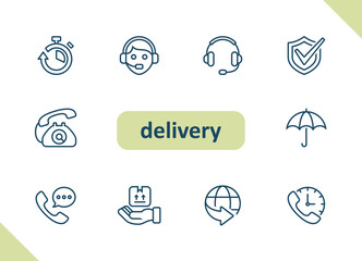 Delivery icons. Logistics, transportation, shipping vector icon set