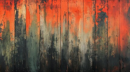 Obraz premium Weathered wood planks with bright orange and dark areas for backgrounds