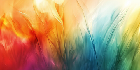 Abstract, colorful background with blurred rainbow colors and soft lines, creating an elegant and dreamy atmosphere