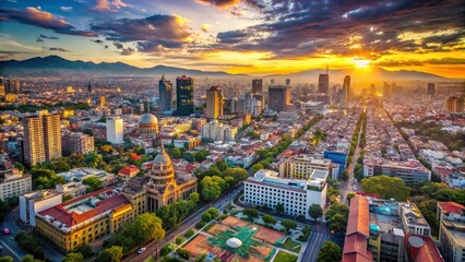 Mexico City Aerial View: Vibrant Metropolis Skyline with Copy Space