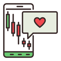 Smartphone and Candlestick Chart vector Mobile Trading colored icon or design element