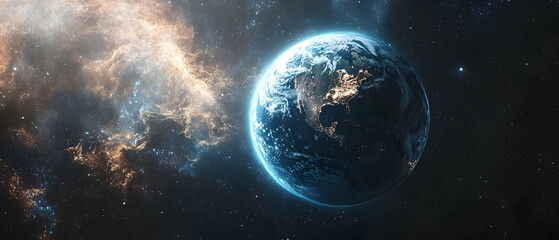 Obraz premium Planet Earth globe in space on a background -