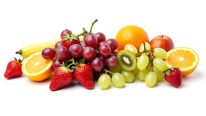 Vibrant fruits set against a clean and isolated white backdrop