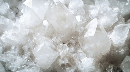 A Cluster of Sparkling White Quartz Crystals