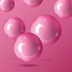 Floating Pink Glossy Balls - Vector Illustration
