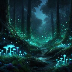 Bioluminescent Jungle Night: Fantasy Landscape
