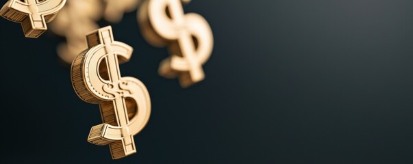 Obraz premium impact effect economic concept. Golden dollar signs against a dark background.