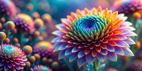 Miniature Macro Fractal Flower, Tilt-Shift Photography, Blooming Botanical, Surreal Nature