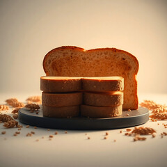 Freshly Sliced Bread on a Dark Tray, Ideal for Food Photography.