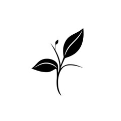 Simple and clean sprout of a plant, black on white, featuring minimalist design and an appealing composition.