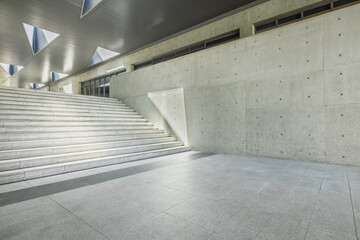 Empty modern interior room with brick floor