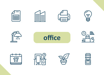 Office icons. Career, workplace, job vector icon set