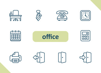 Office icons. Job, career, workplace vector icon set