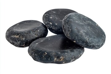Smooth black stones are arranged artfully. These natural stones add elegance to d&eacute;cor. Perfect for landscaping and Zen gardens. Generative AI