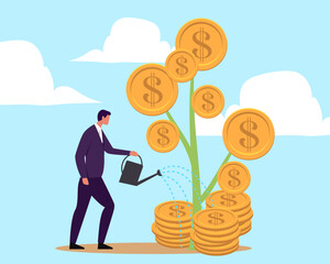 Mutual fund or growing investment, wealth profit growth or earning increase, savings or wealth management, pension fund concept