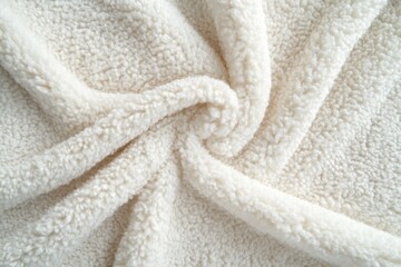 Soft, cream-colored fluffy textile fabric swirled.