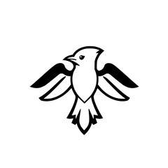 Line Art Illustration of a Bird in Flight with Open Wings, Set Against a White Background.