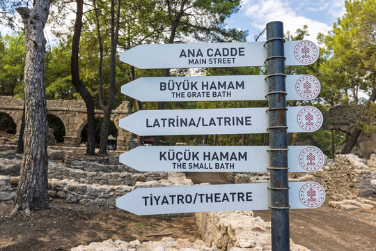 Popular tourist attraction ruins of Phaselis or Faselis in Turkey, it was a Greek and Roman city on the coast of ancient Lycia.