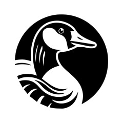 Black and white goose head logo. Eps vector graphics.