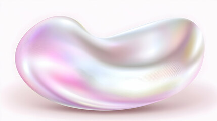 Obraz premium pink crystal ball on white background, Pearlescent 3D Abstract Shape – Soft Iridescent Fluid Form in Pastel Tones