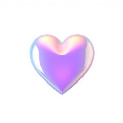 Fototapeta premium High-resolution stock photo of a heart-shaped holographic sticker isolated on a pure white background, showcasing a commercial, professional-quality image with vibrant iridescent colors 