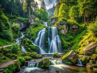 Obraz premium Triberg Waterfalls Germany: Stunning High-Resolution Images, Pictures & Photos of Black Forest Waterfall