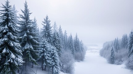 Obraz premium Snowy Mountain Forest