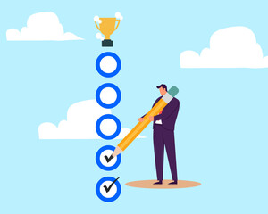 Project tracking, goal tracker, task completion or checklist to remind project progress concept