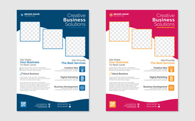 Modern business flyer design, blue red vector template
