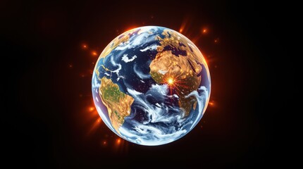 Naklejka premium Earth with Orange Lights and Atmosphere Against a Black Background