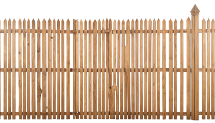 isolated old wooden farm fence