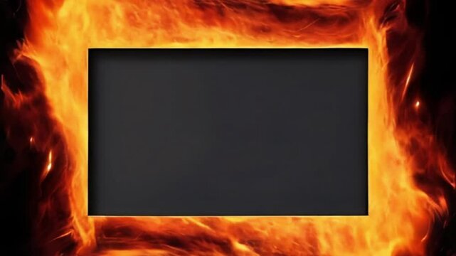 Burning flame border with empty space in the middle