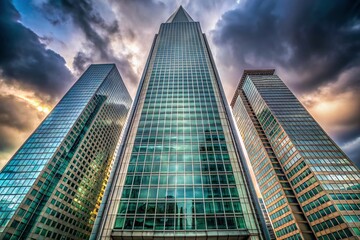 Obraz premium Minimalist London Canary Wharf Skyscraper - HSBC Building Exterior, March 2022