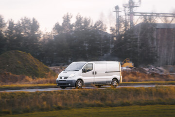 White van for shipping and logistics services