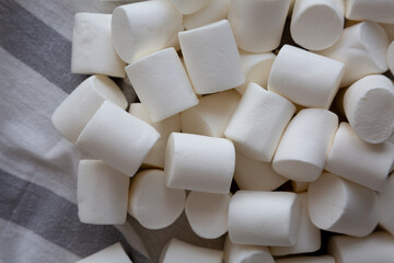 Soft White Marshmallows in a Bowl, top view.