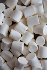 Soft White Marshmallows in a Bowl, top view.
