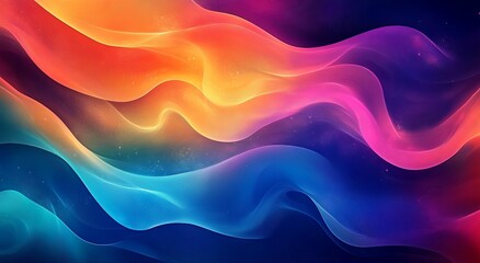 Obraz premium Abstract background with colorful waves of energy, a dark blue and purple gradient background with a soft orange light for a design element.