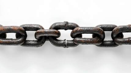 broken golden chain, in the style of hyper-realistic, on a white background. Conceptual design for freedom and breaking free from constraints or barriers 