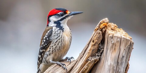 Minimalist Red-Cockaded Woodpecker on Tree Trunk - Forced Perspective Stock Photo