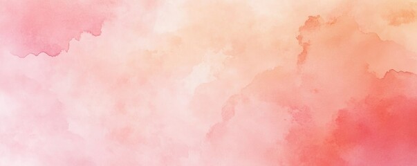 Soft pink and orange watercolor background.