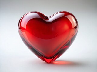 Minimalist Red Glass Heart: Symbol of Love and Passion - Stock Photo