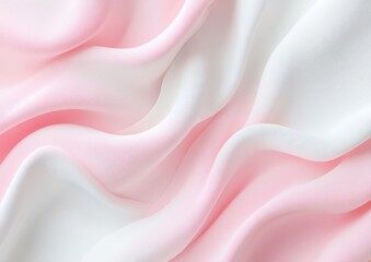 Obraz premium Soft pink and white fabric texture with gentle waves and folds.
