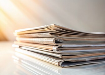 Minimalist Stack of Magazines on Neutral Background - Clean Design